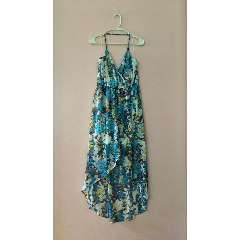 Socialite Aqua Floral Hi-Low Summer Dress